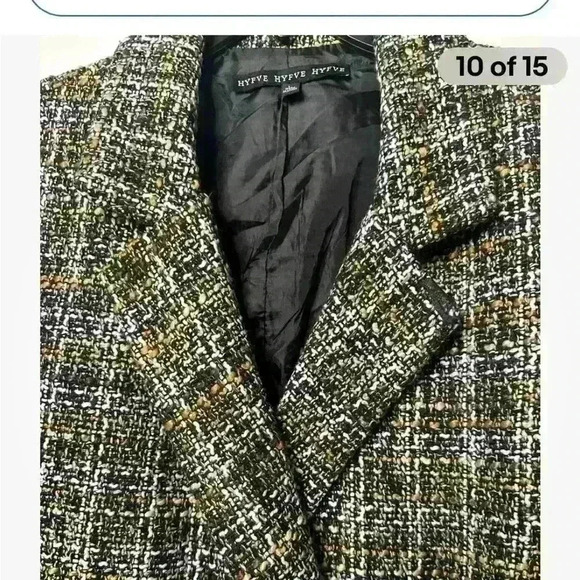 Hyfve Tweed Style Jacket Women’s Size Large Lined 4 Front Buttons Pockets - Picture 3 of 16